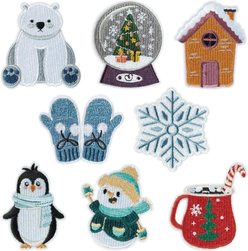 Winter Clothing Pictures - 8 шт. зимние тематические железные нашивки