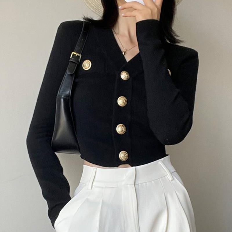 Winter Clothing Girls - Вязаный кардиган с золотыми пуговицами спереди,