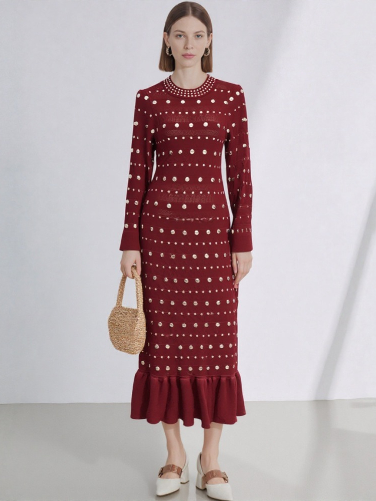 Winter Clothing Pictures - Новое красное вязаное платье с длинными