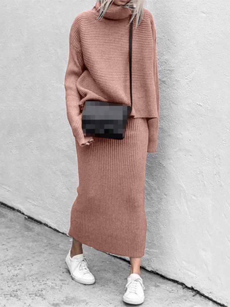 Winter Clothing Sales - Осенне-зимний новый женский комплект: тканая юбка