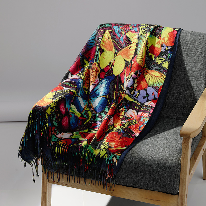 Cashmere Scarf Wrap - Роскошный брендовый кашемировый шарф с картиной